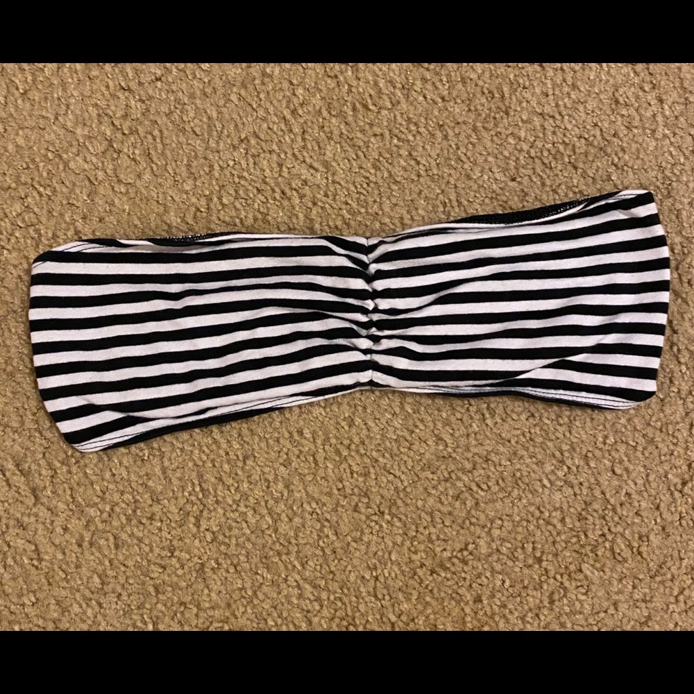 VS PINK Black and White Striped Bandeau